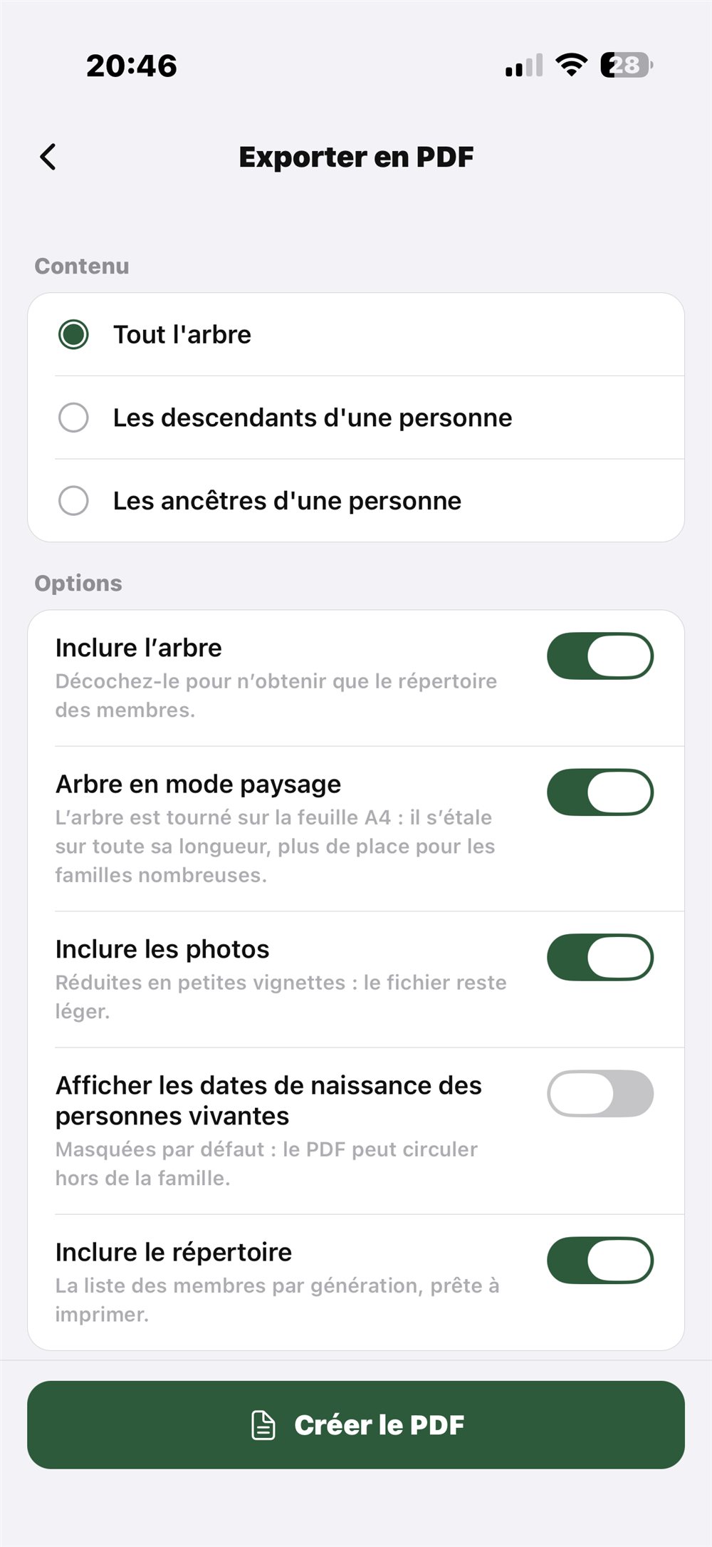 L'export en PDF