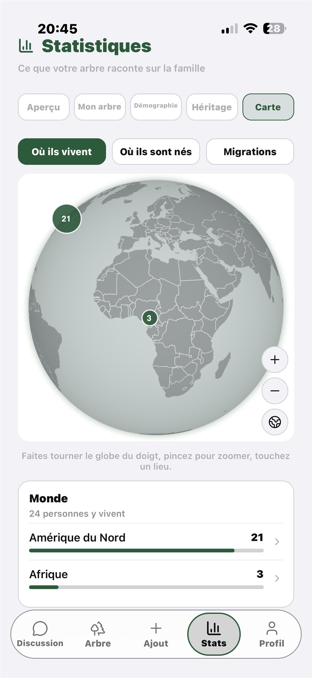 La carte des statistiques